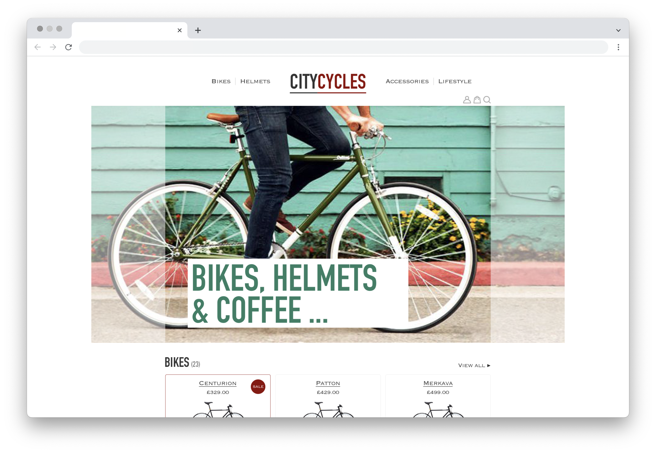 Image of a Bike retailer website
